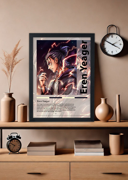 Quadro Eren Yeager - Shingeki no Kyojin - Com vidro
