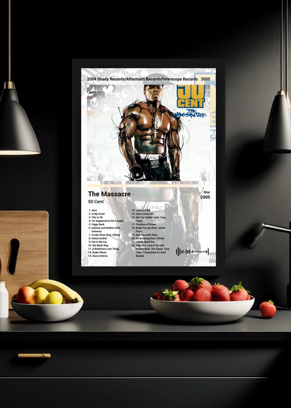 Quadro Decorativo 50 Cent The Massacre (Light) Com Vidro