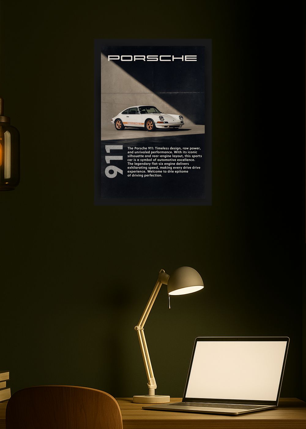 Quadro Decorativo Porsche 911 Atemporal - Com Vidro