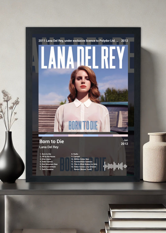 Quadro Decorativo Lana Del Rey Born to Die (Dark) Com Vidro