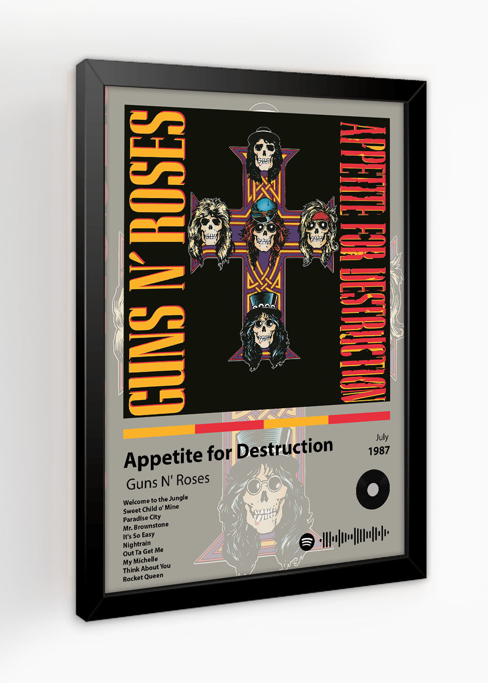 Quadro Appetite for Destruction - Guns 'N Roses - Com vidro