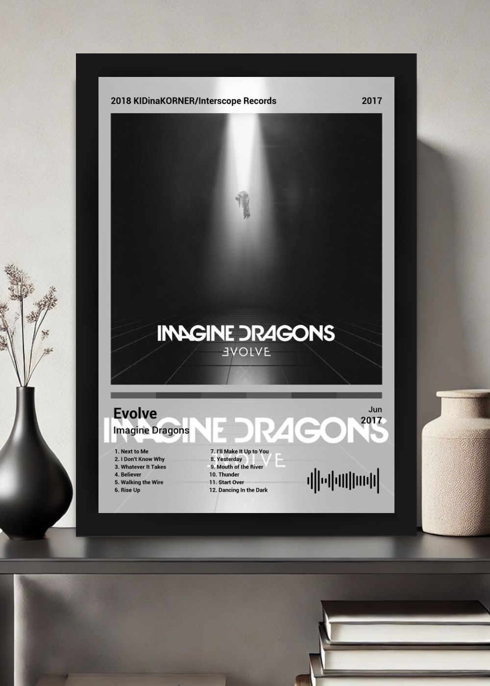 Quadro Imagine Dragons Evolve (Black&white) Com Vidro