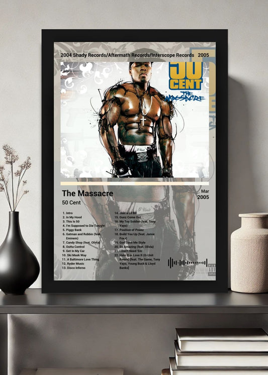 Quadro Decorativo 50 Cent The Massacre (Colored) Com Vidro