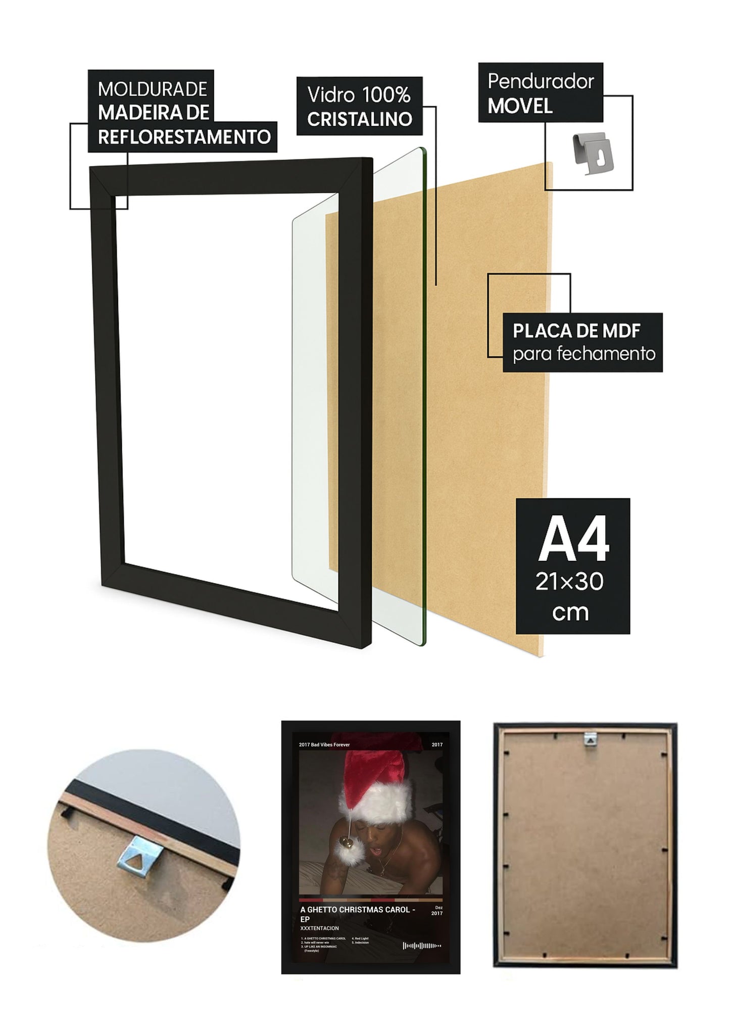 Quadro XXXTENTACION A GHETTO CHRISTMAS C... (Dark) Com Vidro