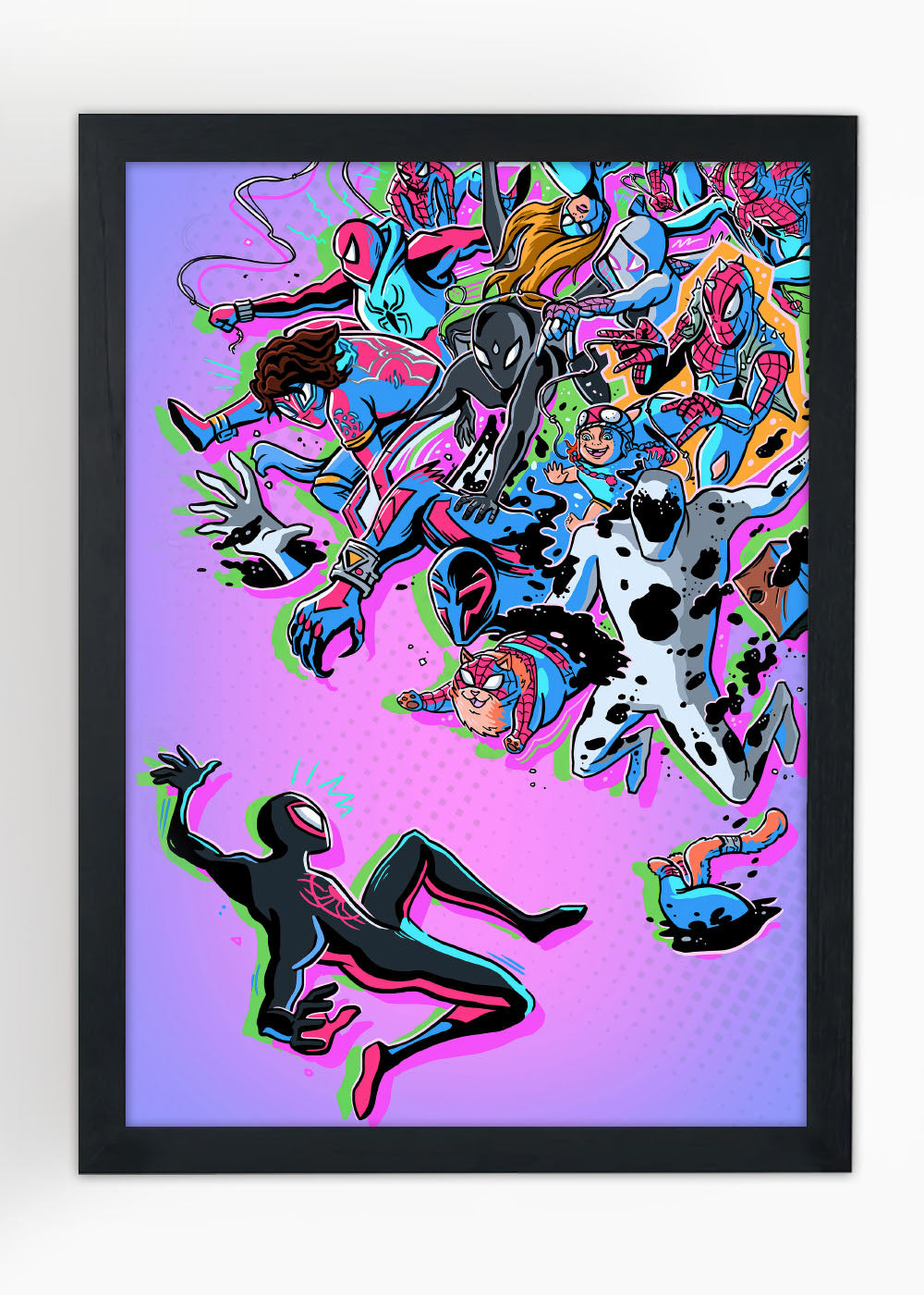 Quadro Homem Aranha e o mundo aranha - Com vidro