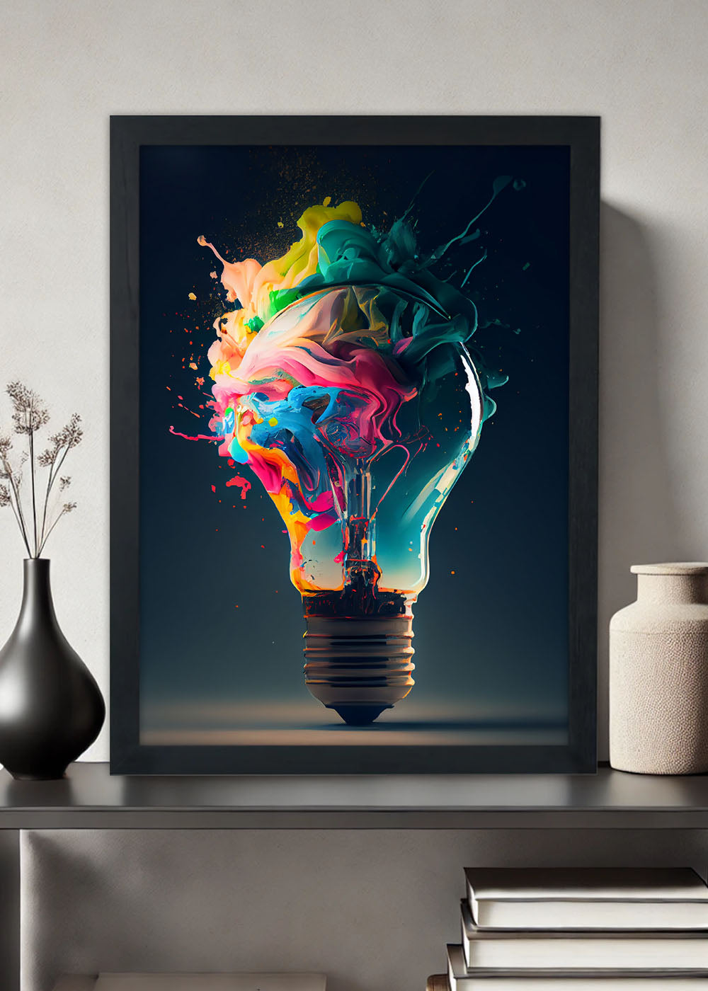 Quadro Decorativo Lampada colorida abstrata - Com vidro