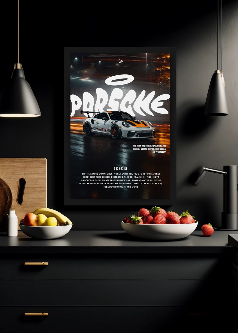 Quadro Decorativo Porsche 992 GT3 RS Com Vidro