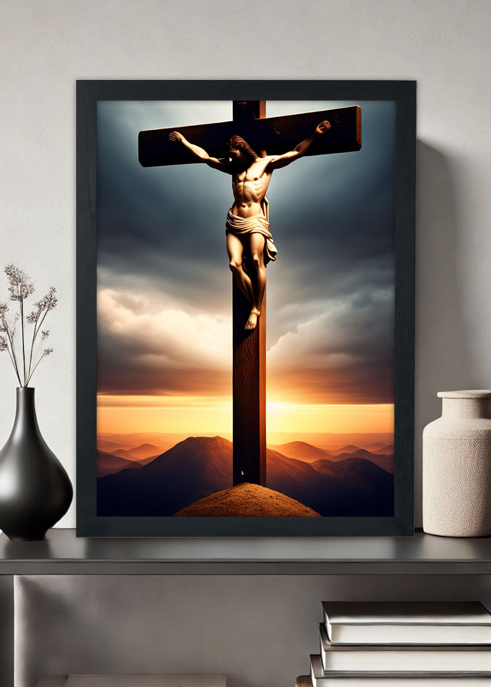 Quadro A crucificação de Jesus - Católica - Com vidro