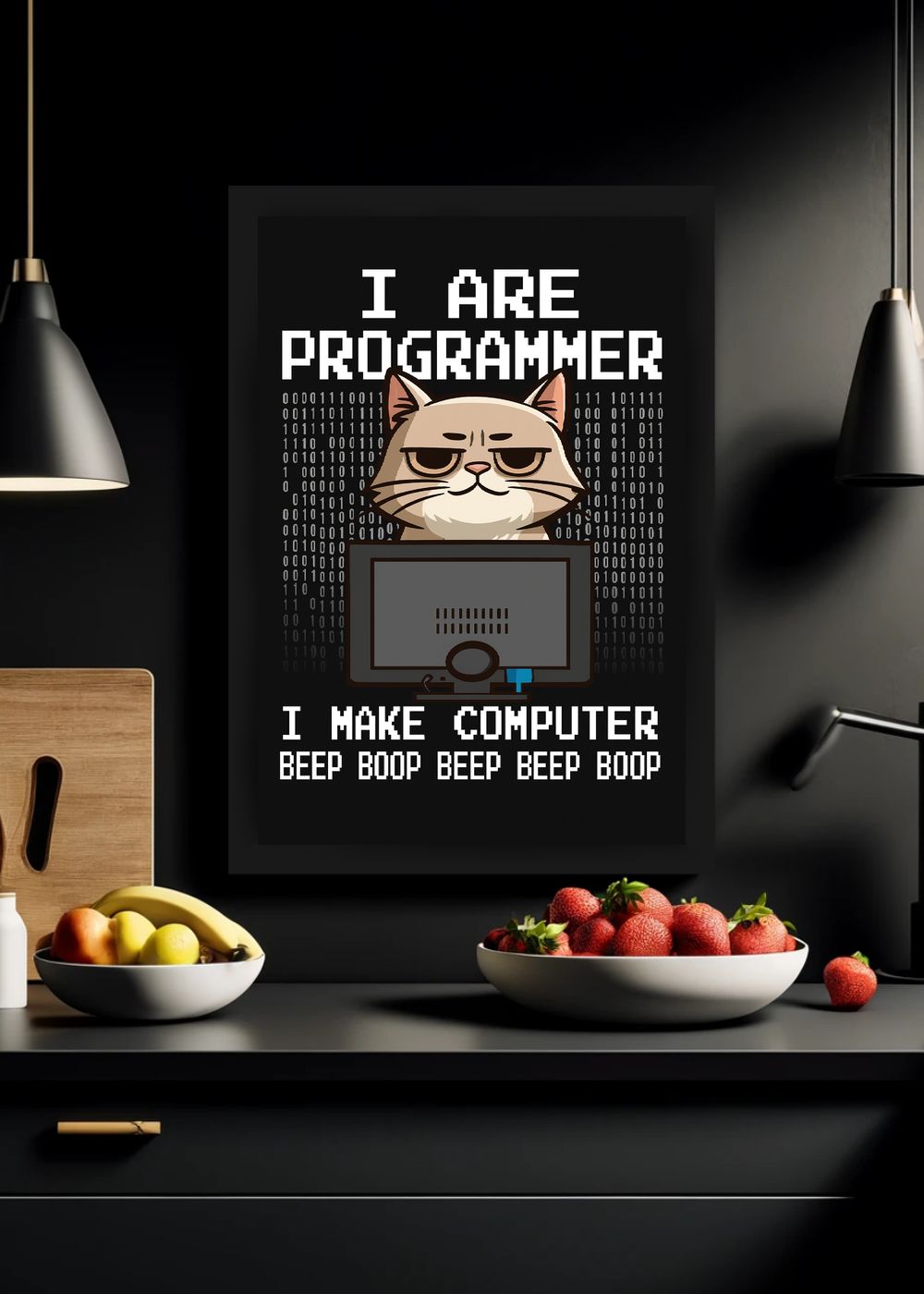 Quadro I Are Programmer Grumpy Cat com Vidro e Moldura