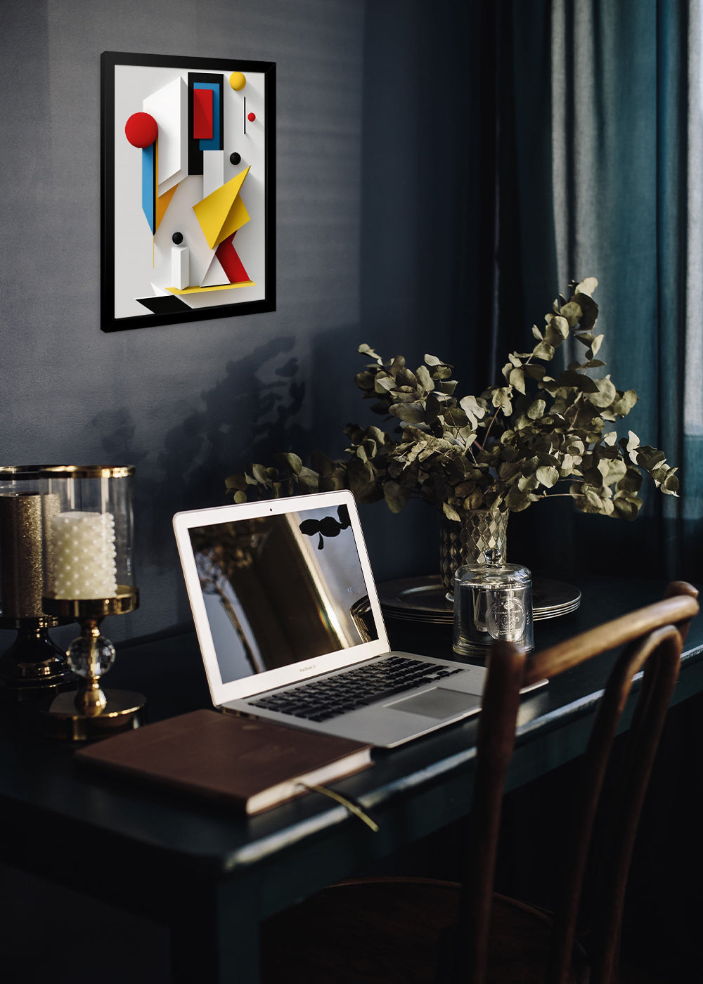 Quadro arte de formas geometricas abstratas - Com vidro