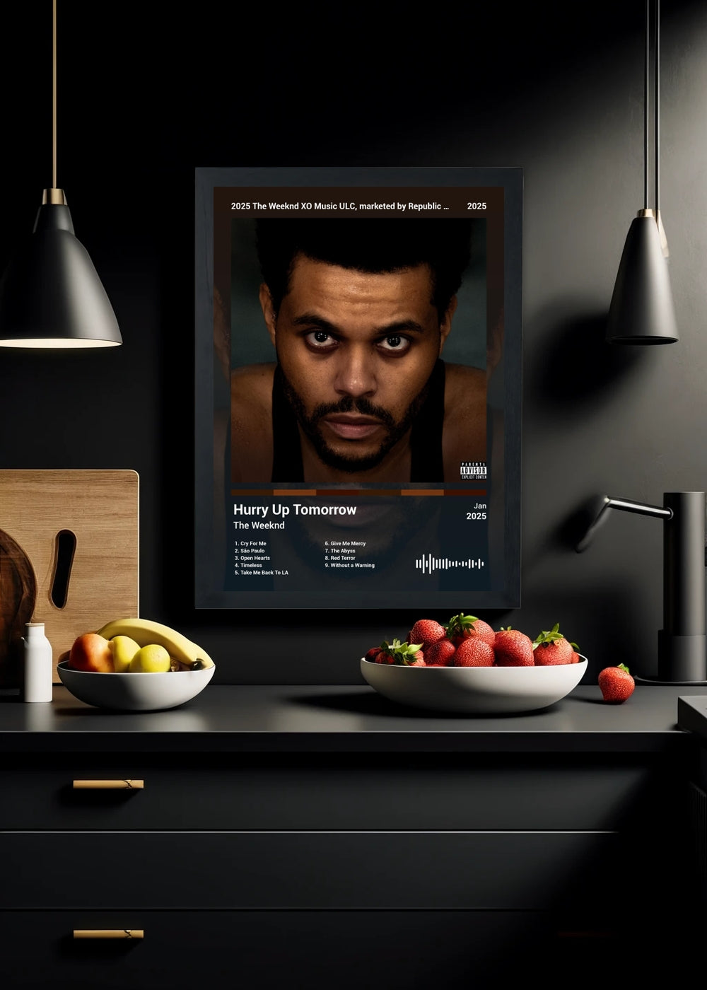 Quadro The Weeknd Hurry Up Tomorrow (Duotone) Com Vidro