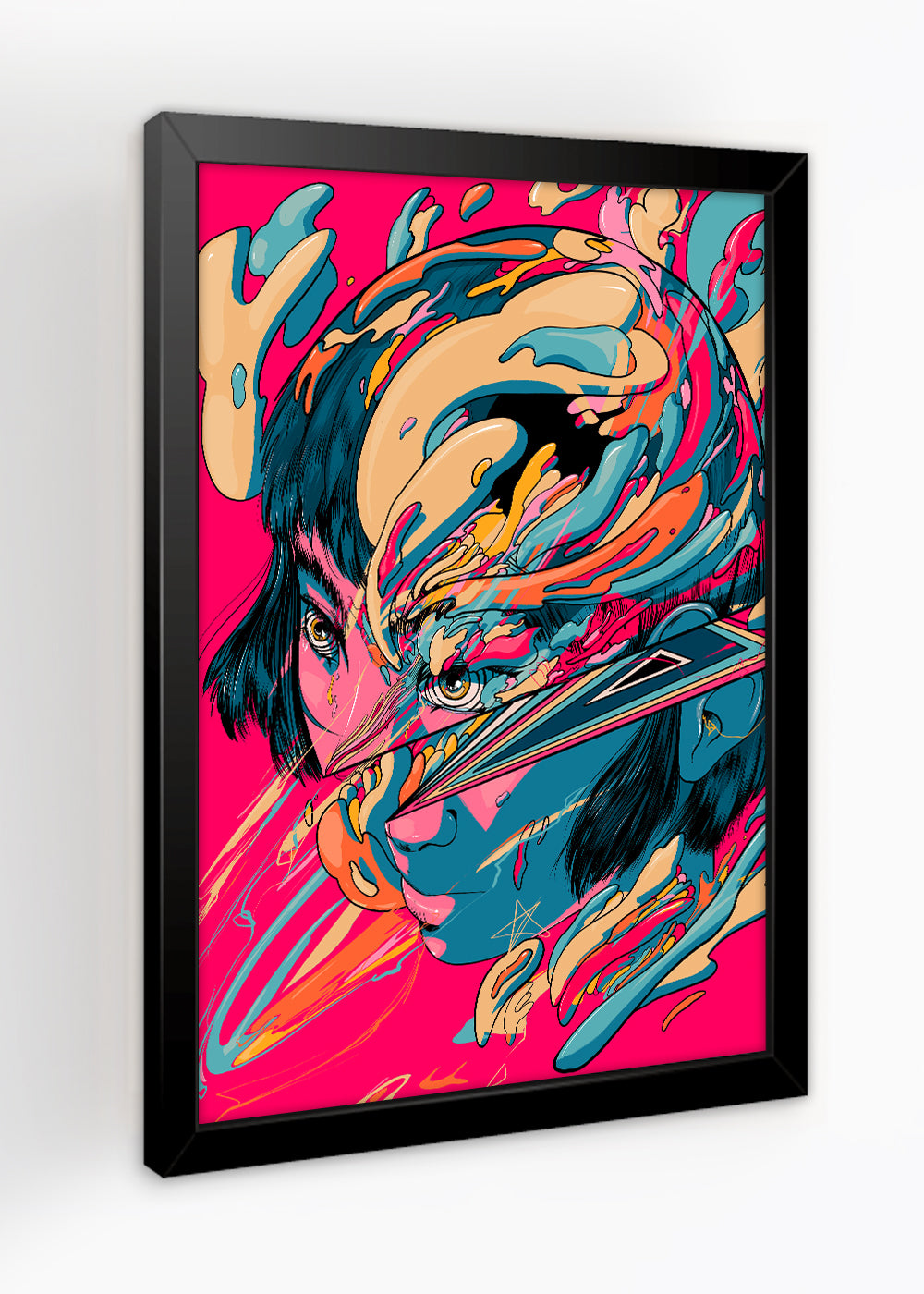 Quadro Decorativo Menina artistica abstrata - Com vidro