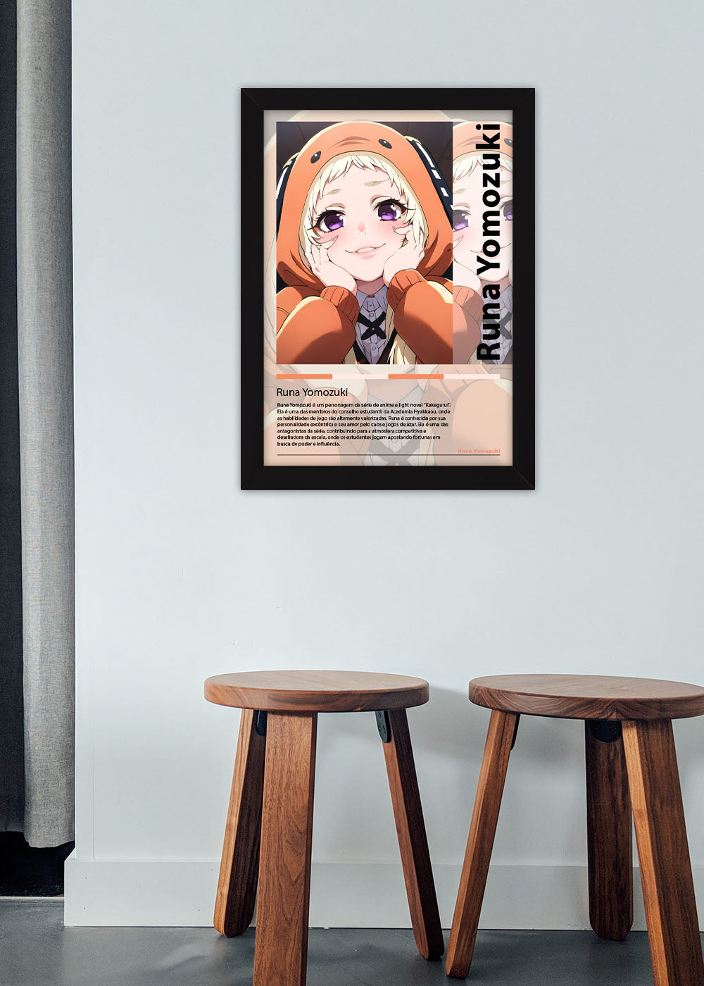 Quadro Decorativo Runa Yomozuki - Kakegurui - Com vidro