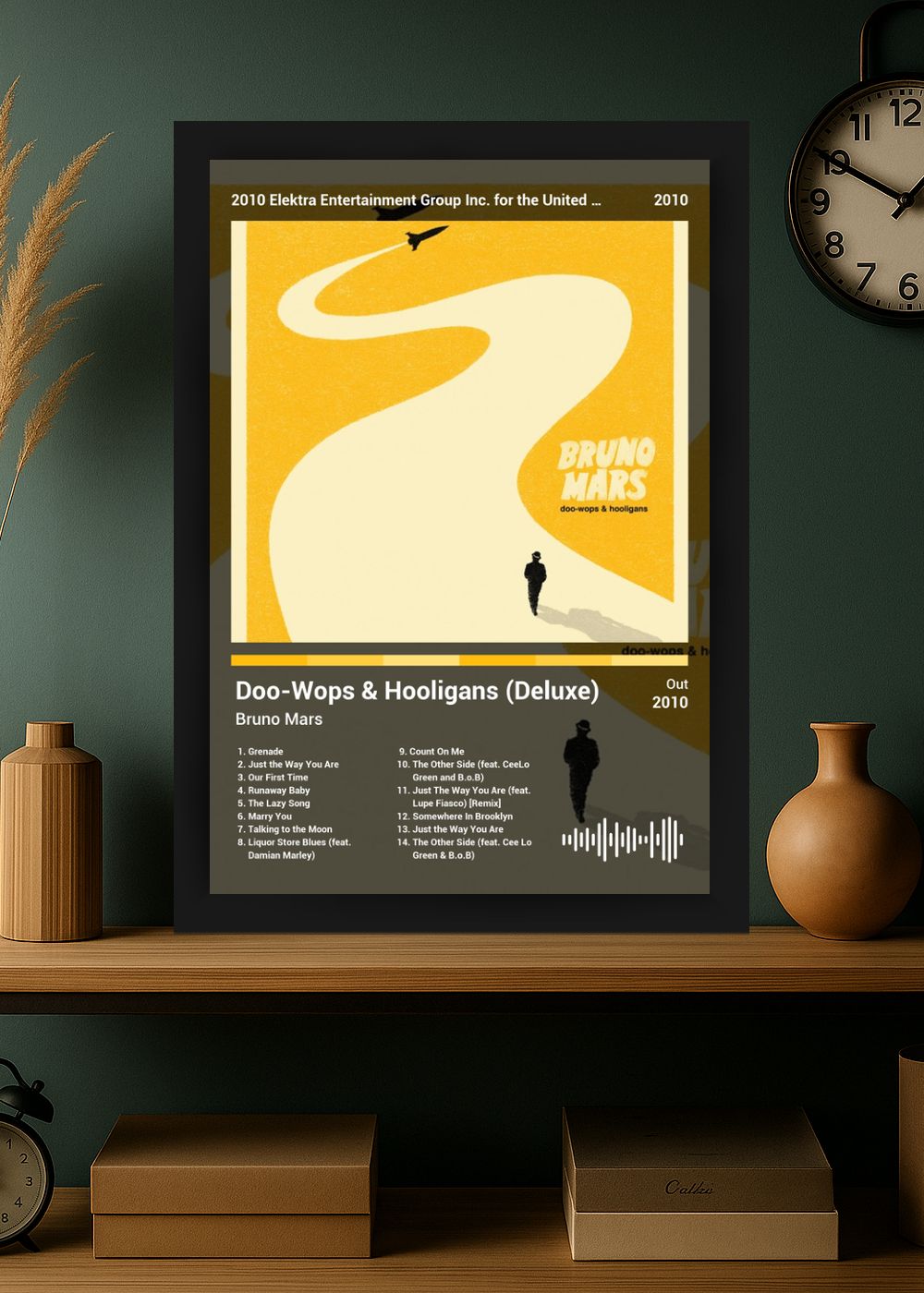 Quadro Bruno Mars DooWops & Hooligans (Dark) Com Vidro
