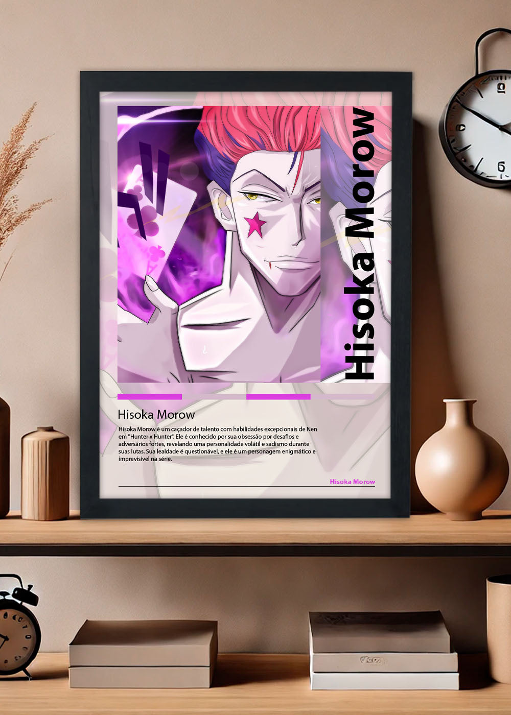 Quadro Hisoka Morow - Hunter x Hunter - Com vidro