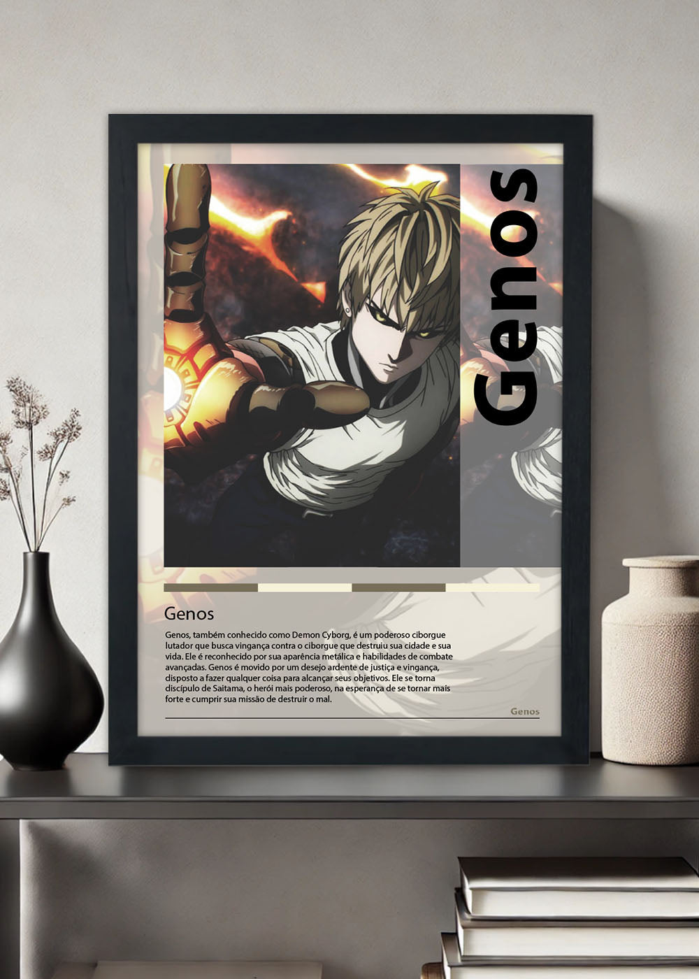 Quadro Decorativo Genos - One-Punch Man - Com vidro