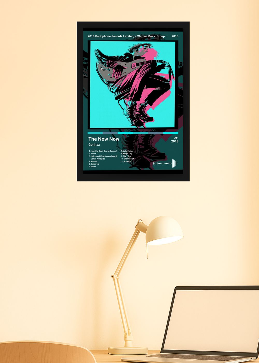 Quadro Decorativo Gorillaz The Now Now (Dark) Com Vidro