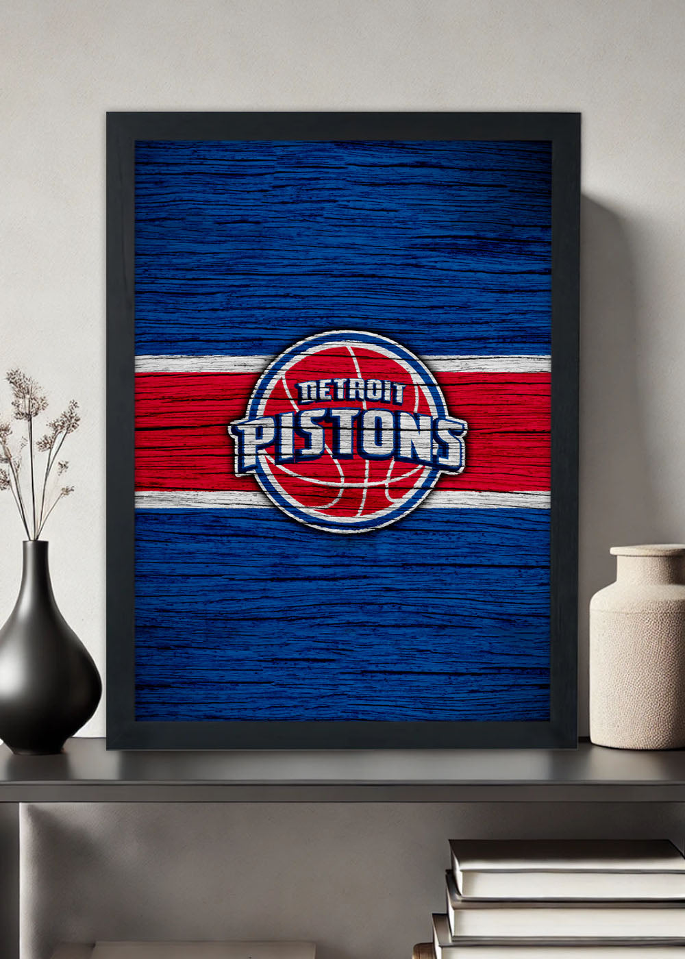 Quadro Decorativo Detroit Pistons - Com vidro