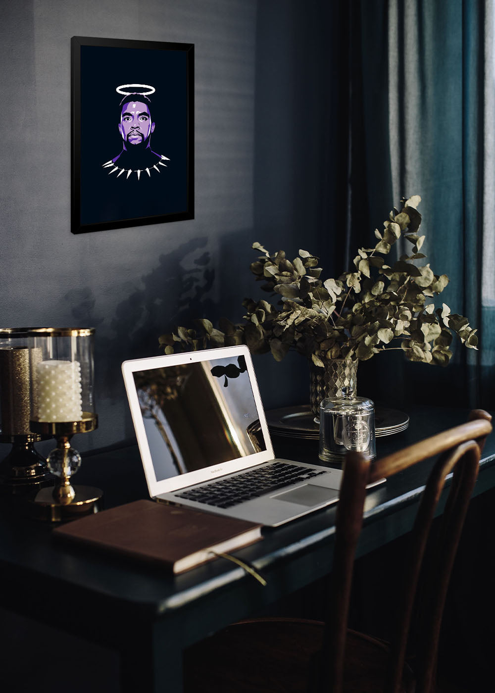 Quadro Decorativo Pantera negra Marvel - Com vidro