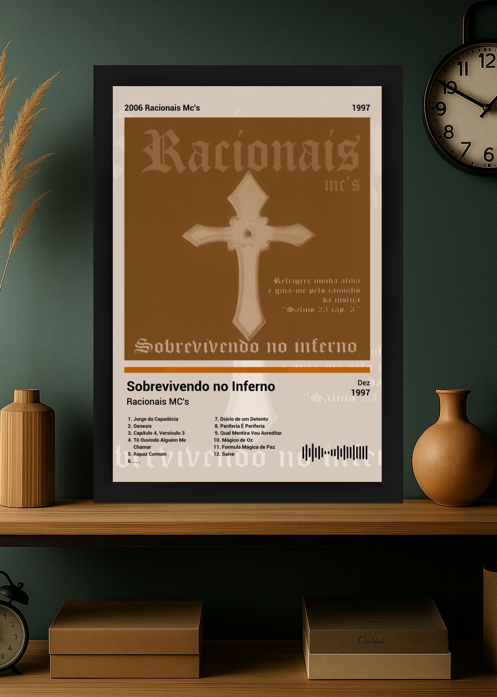 Quadro Racionais MC's Sobrevivendo no I... (Sepia) Com Vidro