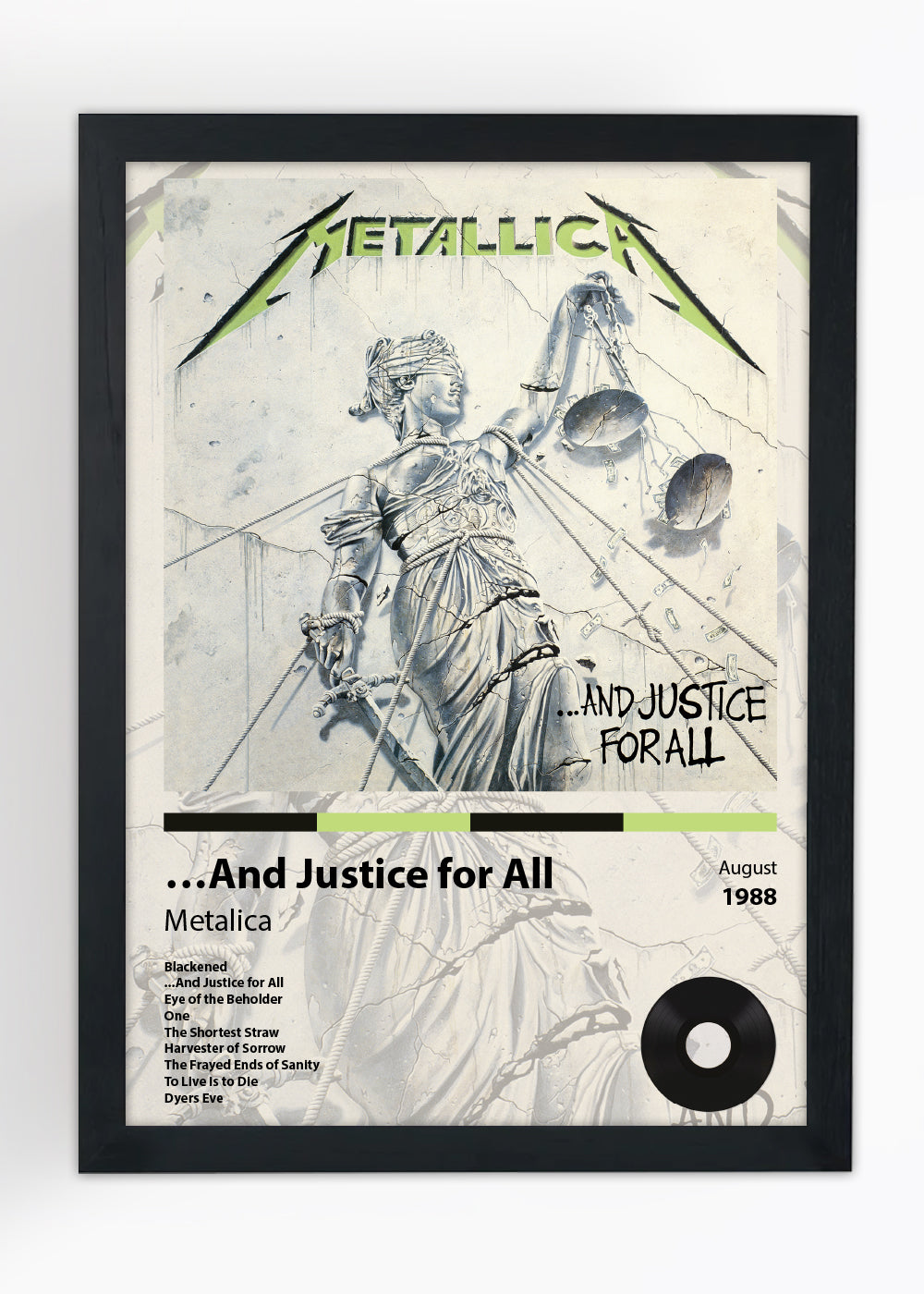 Quadro …And Justice for All - Metalica - Com vidro