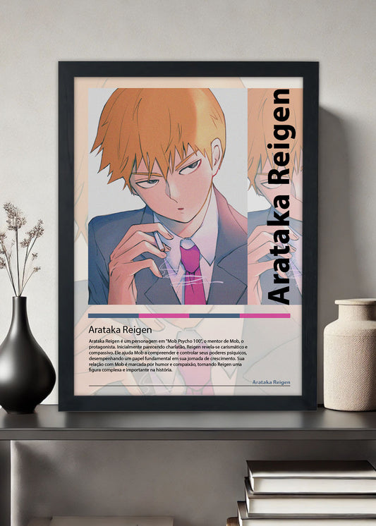 Quadro Decorativo Arataka Reigen Mob Psycho 100 - Com vidro