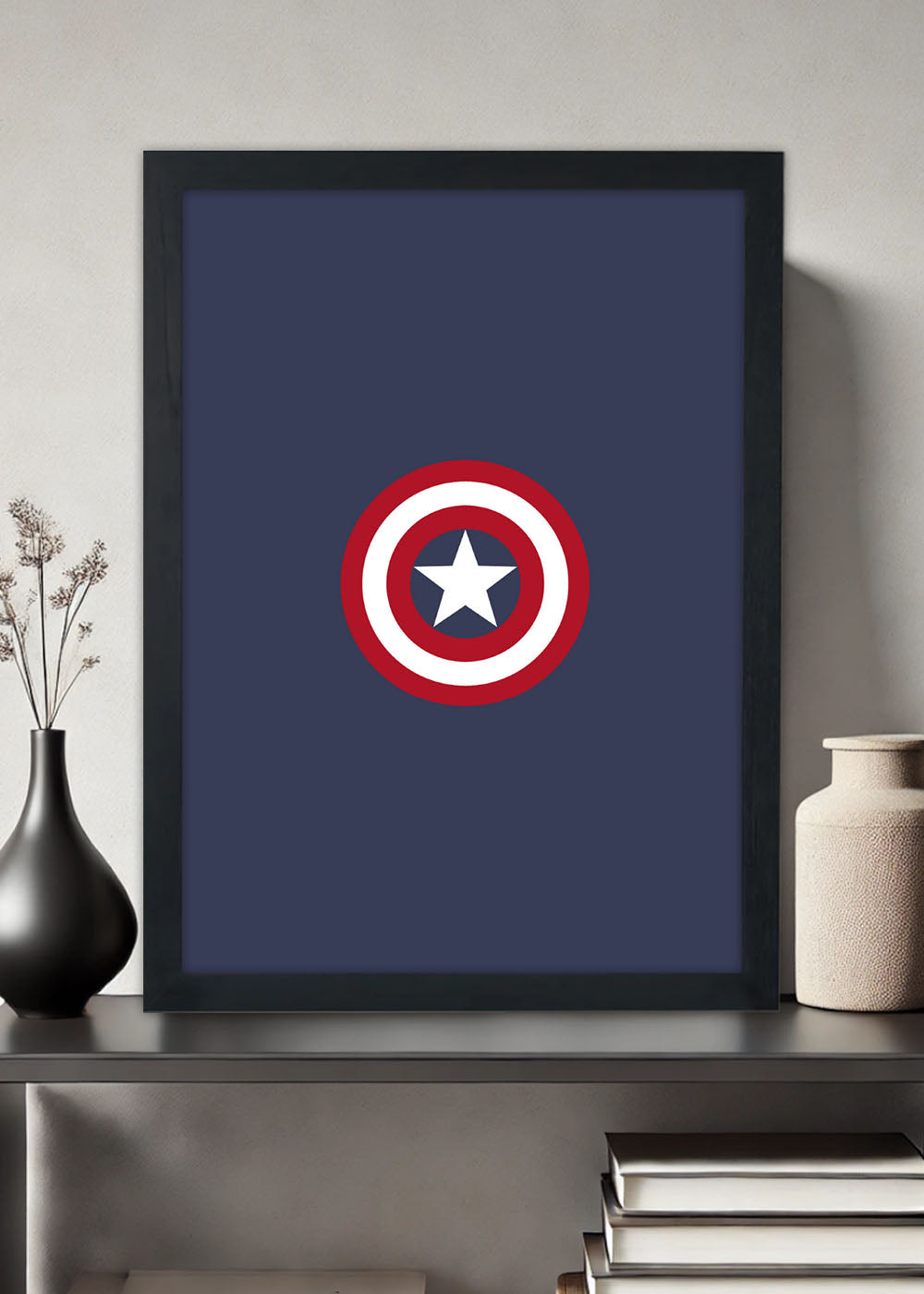 Quadro Decorativo Escudo do Capitão america - Com vidro
