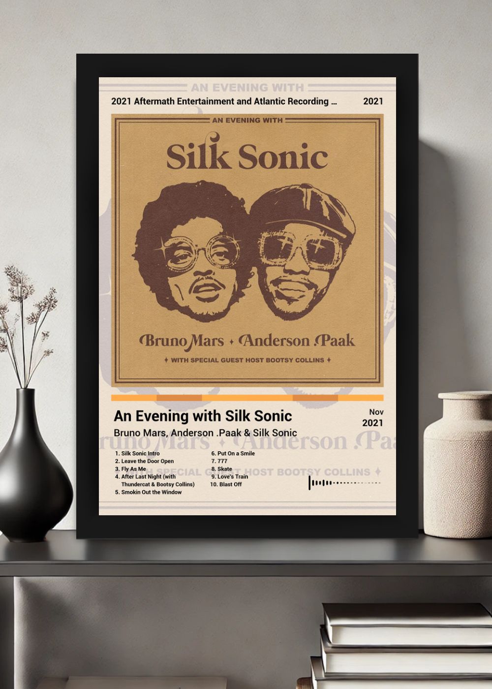 Quadro Bruno Mars An Evening with Silk ... (Light) Com Vidro