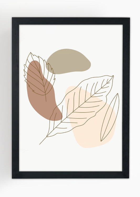 Quadro Decorativo Folhas Abstrato - Com vidro