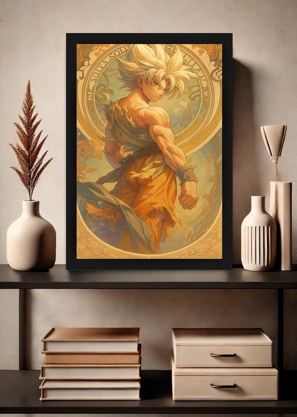 Quadro Goku Aura Dragon Ball Com Vidro e Moldura