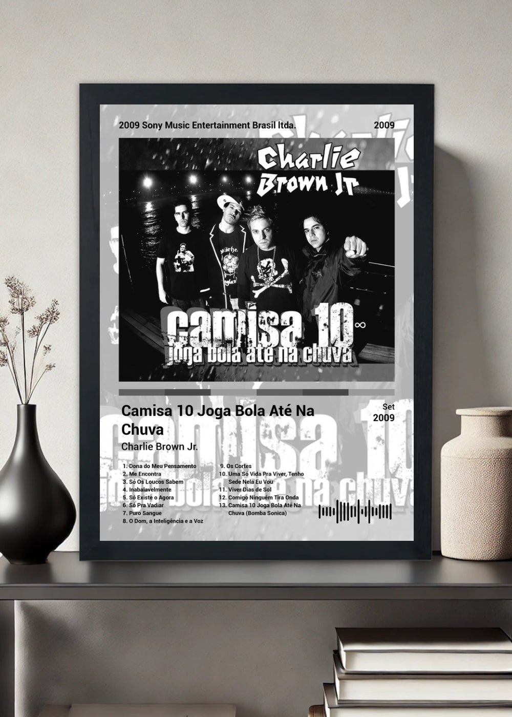 Quadro Charlie Brown Jr. Camisa 1... (Black&white) Com Vidro