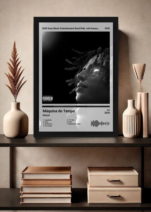 Quadro Matuê Máquina do Tempo (Black&white) Com Vidro