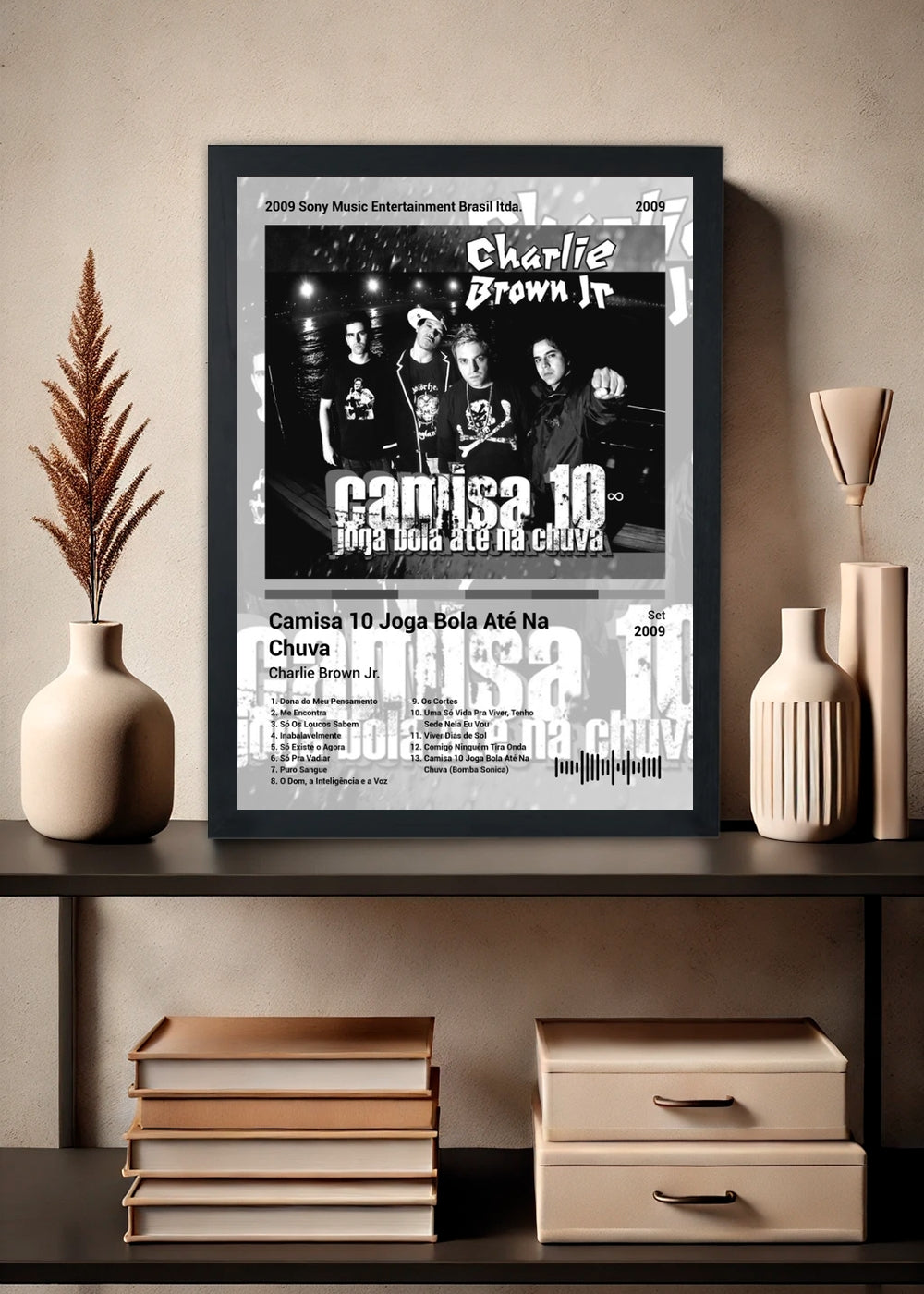 Quadro Charlie Brown Jr. Camisa 1... (Black&white) Com Vidro