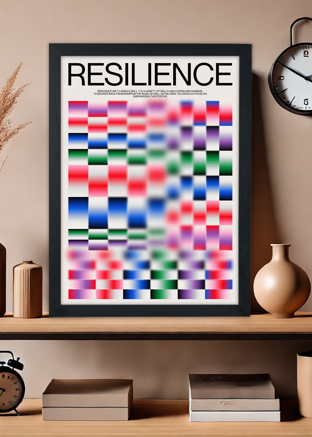 Quadro Decorativo Abstrato Resilience Colors - Com vidro